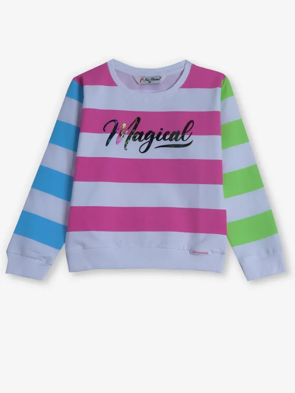JUST CLOTHES white stripe cotton t-shirt