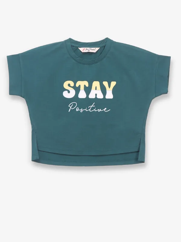 JUST CLOTHS bottle green cotton crop top
