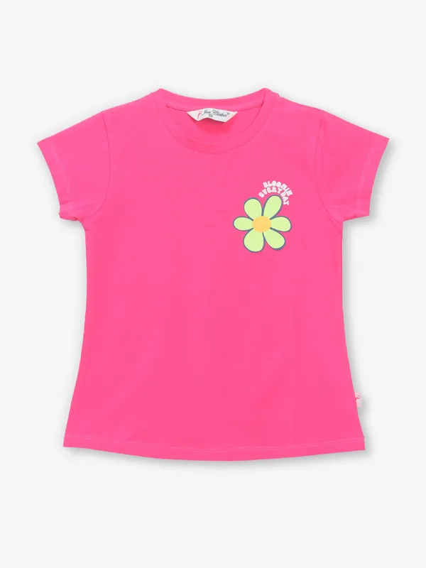 JUST CLOTHS magenta printed t-shirt
