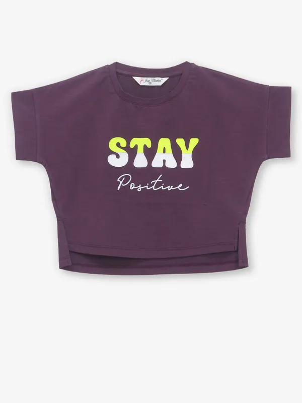 JUST CLOTHS wine cotton printed crop top