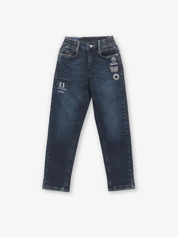 KEPEL blue washed denim jeans for boys