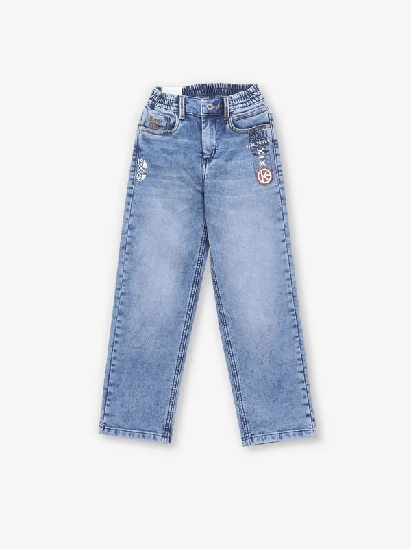 KEPEL sky blue washed denim jeans