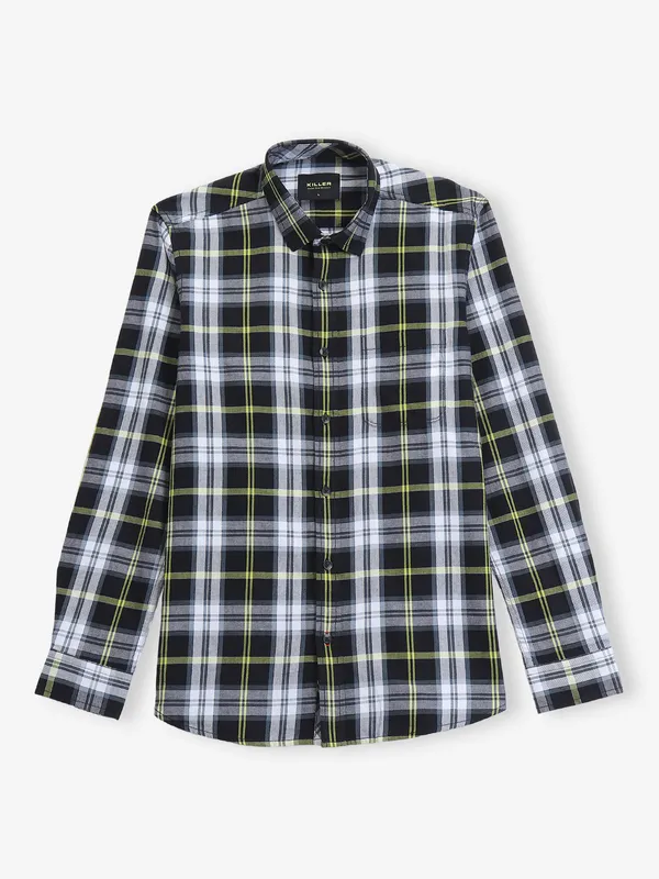 KILLER black check cotton casual shirt