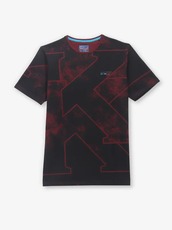 KILLER black printed casual cotton slim fit t-shirt