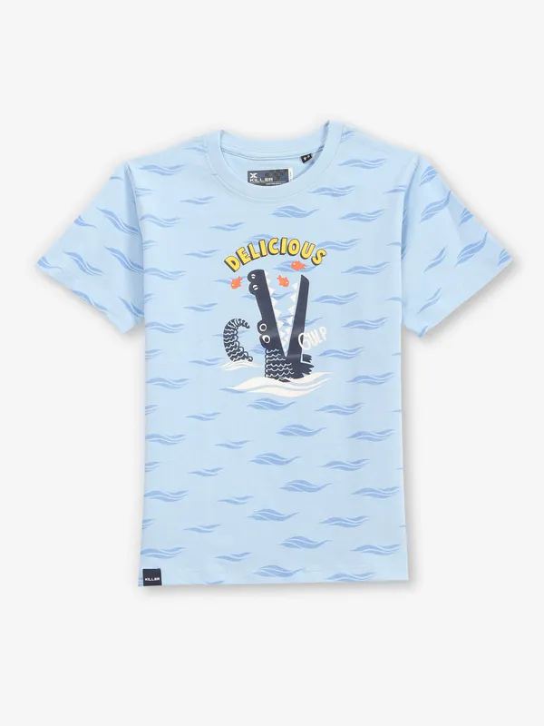 KILLER blue printed cotton t-shirt