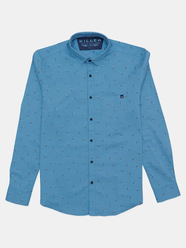 Killer casual wear printed blue shirt