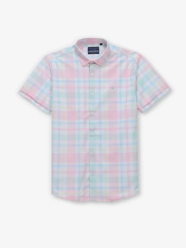 KILLER checks pink cotton half sleeve shirt