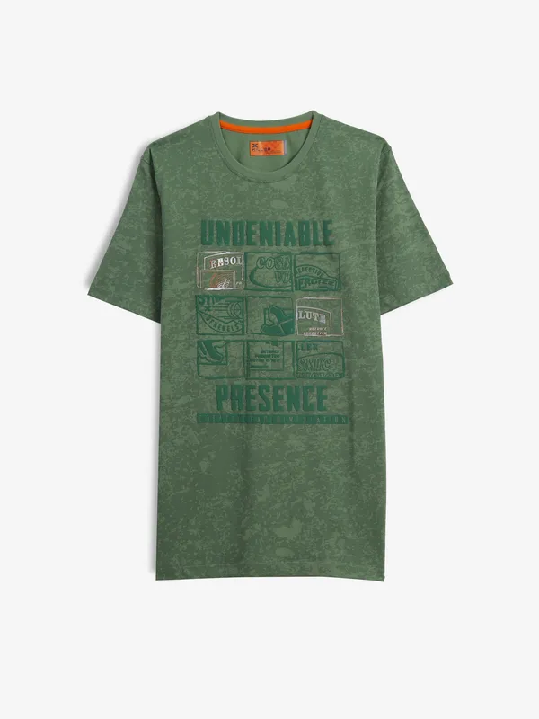 KILLER dark green cotton printed t-shirt