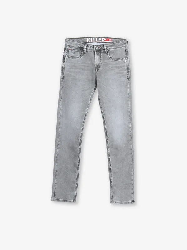 KILLER light grey washed slim fit denim