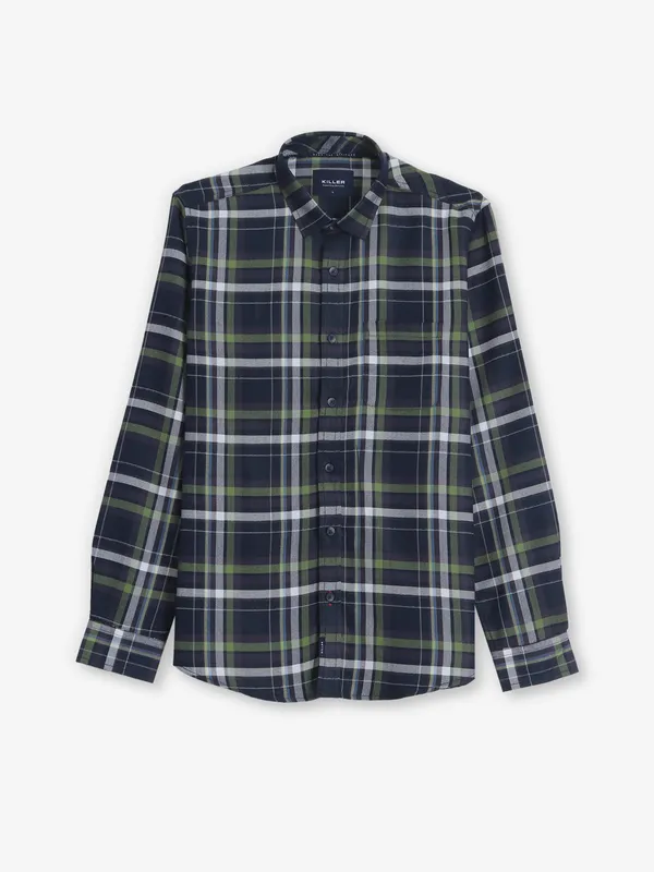 KILLER navy and green checks shirt