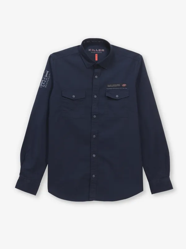 KILLER navy cotton shirt for men