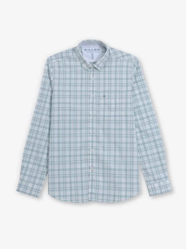 KILLER off-white checks cotton shirt