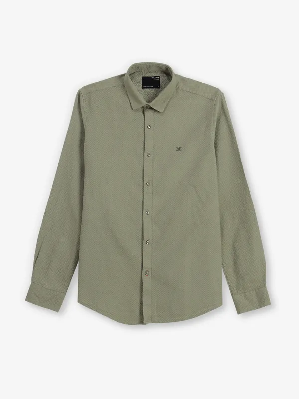 KILLER olive cotton plain shirt