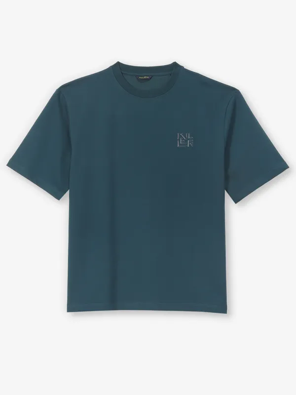 KILLER peacock blue plain cotton t-shirt