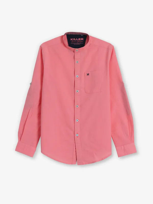 KILLER pink plain cotton shirt