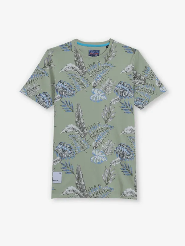 KILLER pista green printed cotton t-shirt