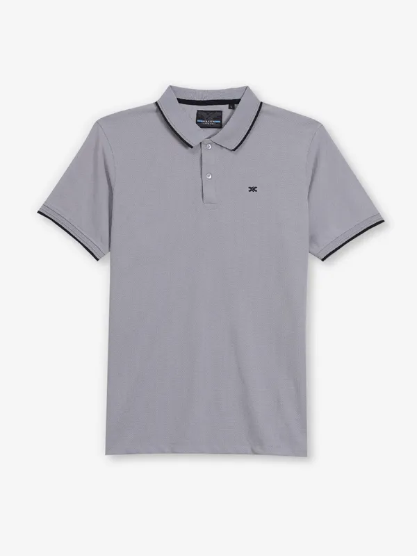 KILLER plain grey cotton polo t-shirt