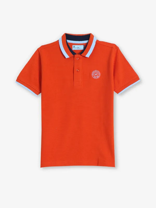 KILLER plain orange cotton slim t-shirt