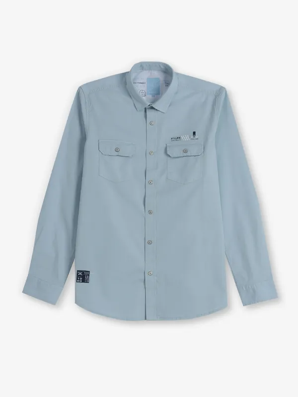 KILLER plain sky blue cotton shirt for men