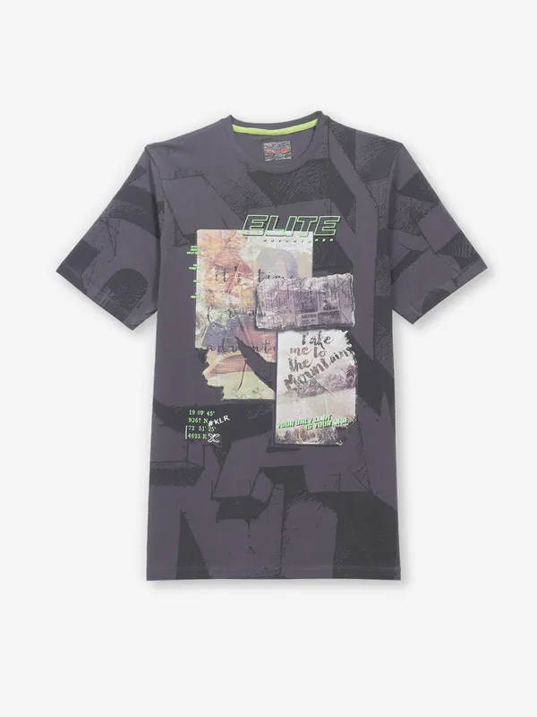 KILLER printed grey cotton slim fit t-shirt