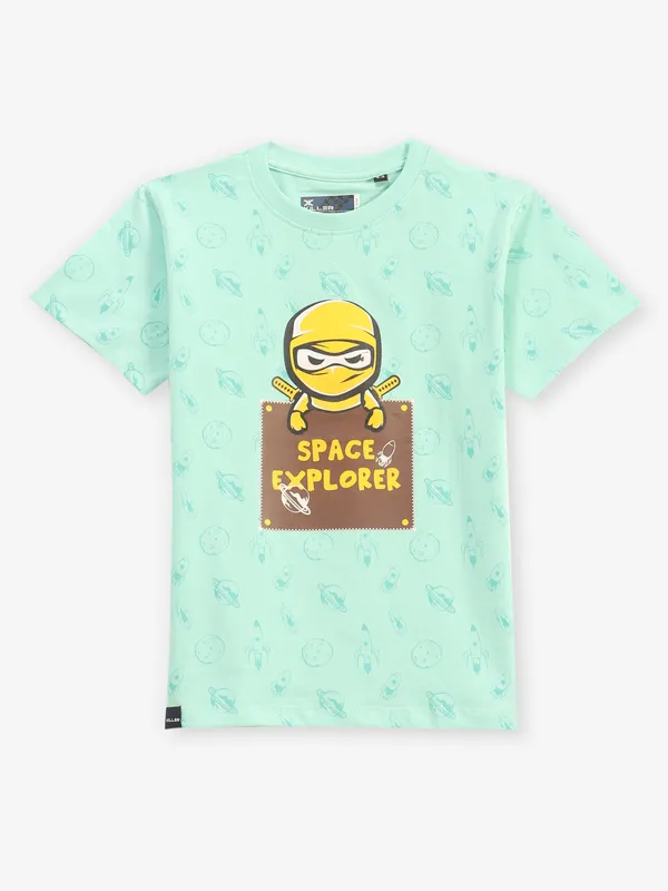 KILLER printed light green cotton t-shirt