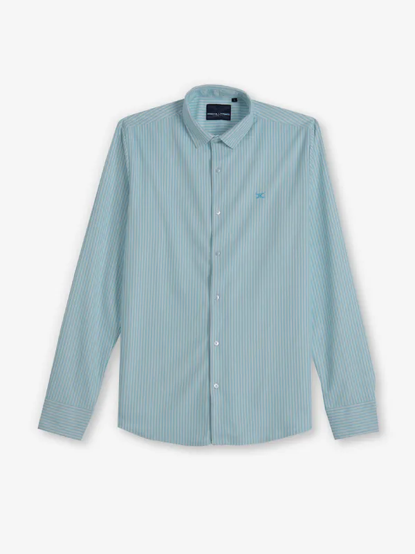KILLER sky blue stripe cotton silk shirt