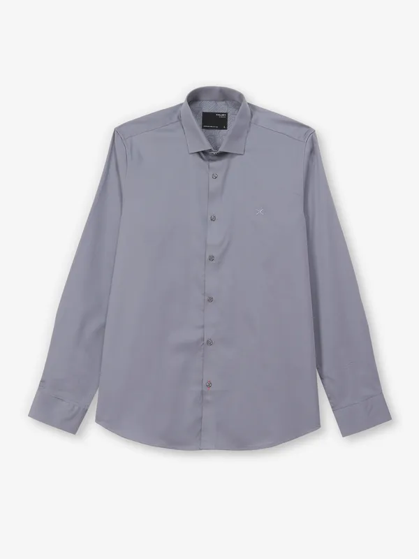 KILLER slate grey plain cotton shirt