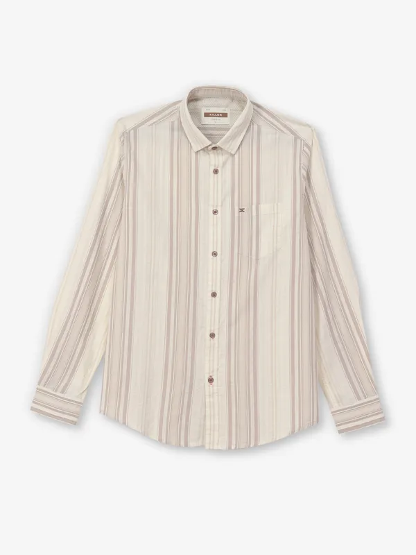 KILLER stripe cotton casual khaki shirt