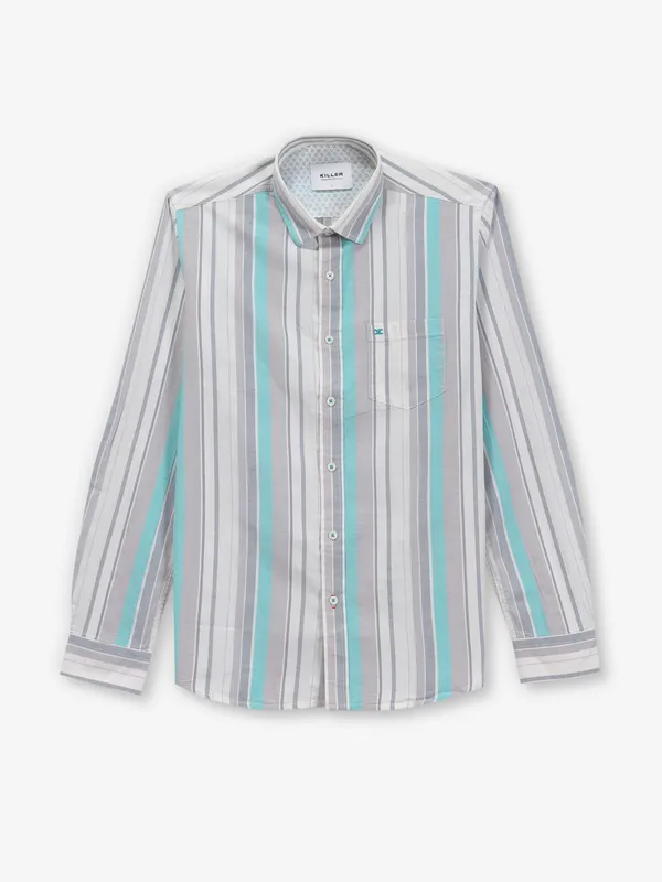 KILLER white and aqua cotton shirt