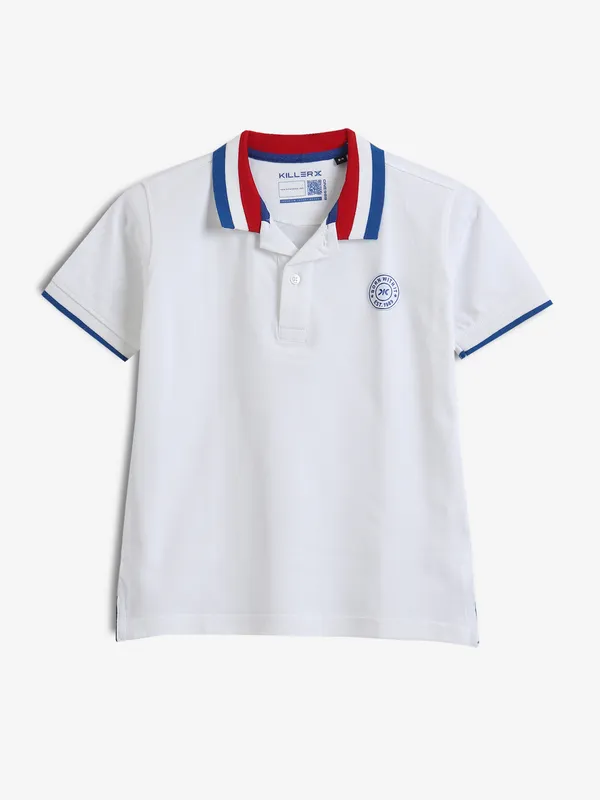 KILLER white polo half sleeve t-shirt