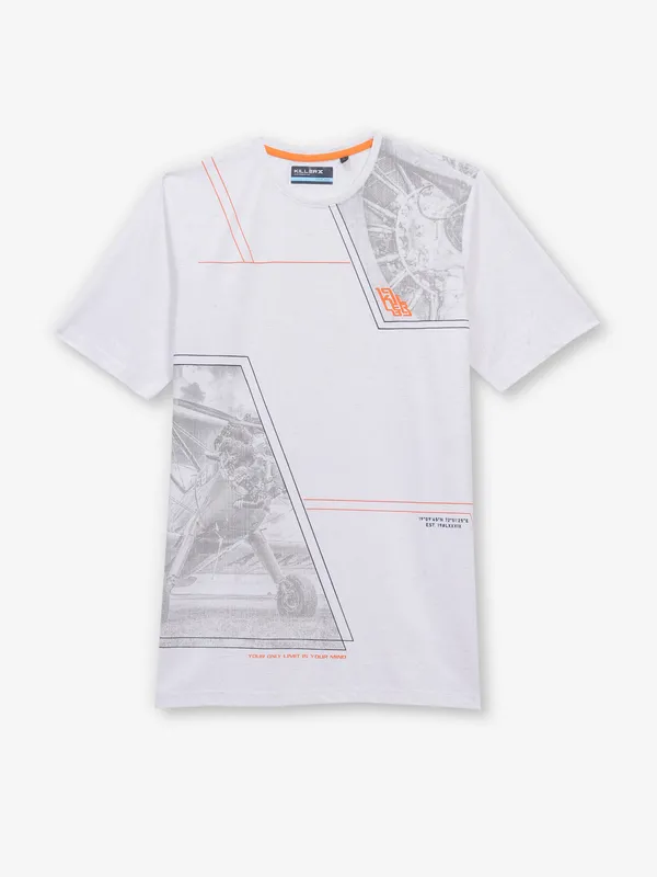 KILLER white printed casual cotton t-shirt for men
