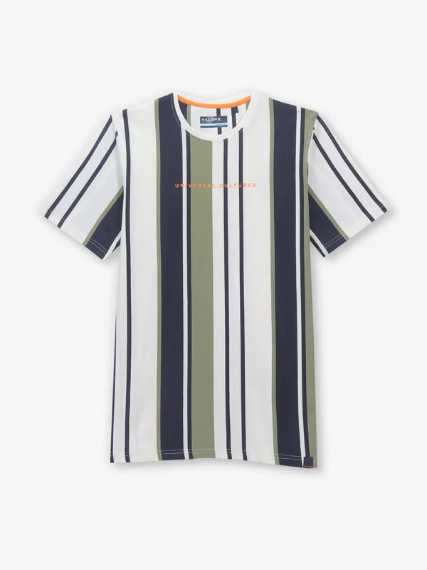 KILLER white stripe cotton half sleeve t-shirt