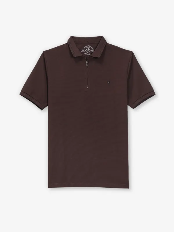 KNITS N THREADS plain dark brown cotton t-shirt