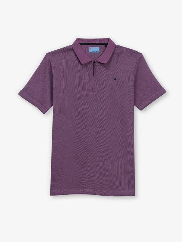 KNITS N THREADS purple plain cotton t-shirt