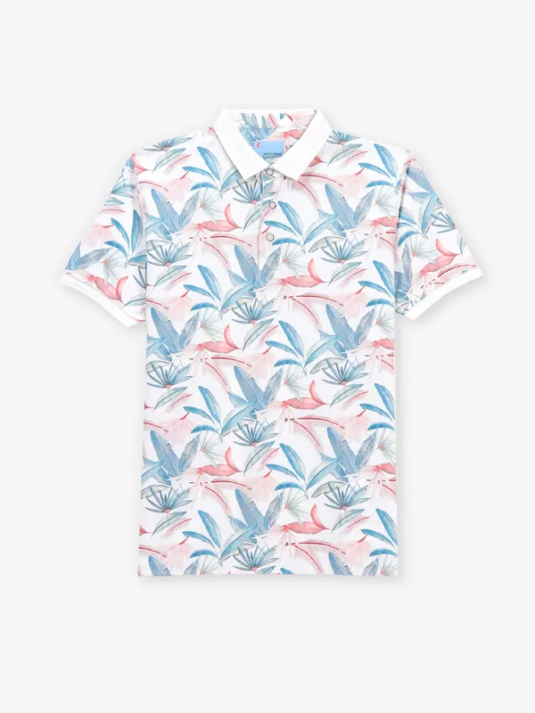 KNITS N THREADS white and blue printed t-shirt