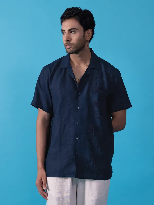 KORA navy cotton shirt for men