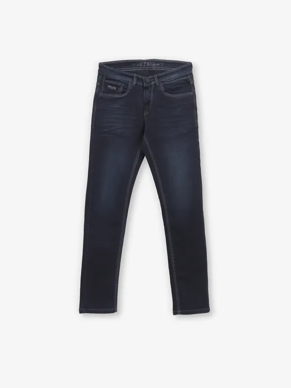 KOZZAK dark blue washed denim jeans for mens