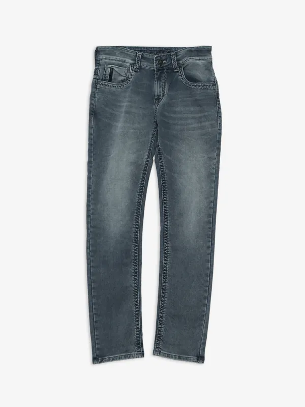 Kozzak dark grey washed super skinny fit jeans