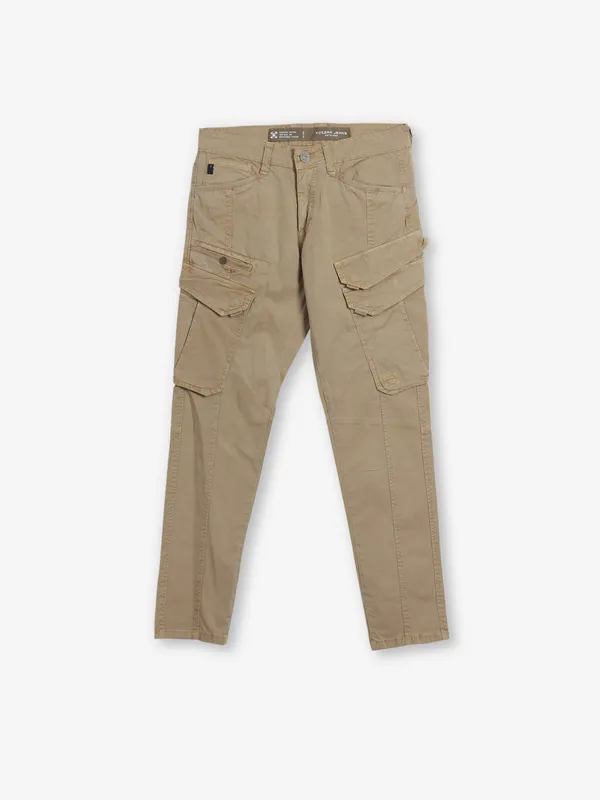 KOZZAK khaki skinny fit solid denim jeans