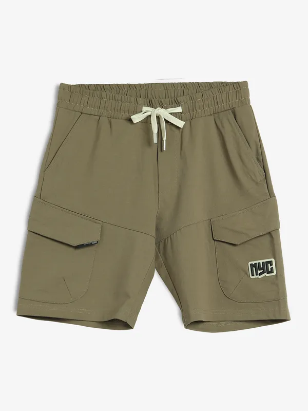 KOZZAK olive cotton slim fit shorts