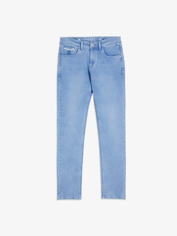 Kozzak sky blue washed men jeans