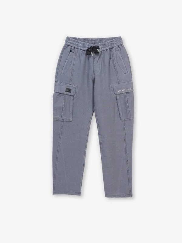 KOZZAK stylish solid grey cotton trackpant