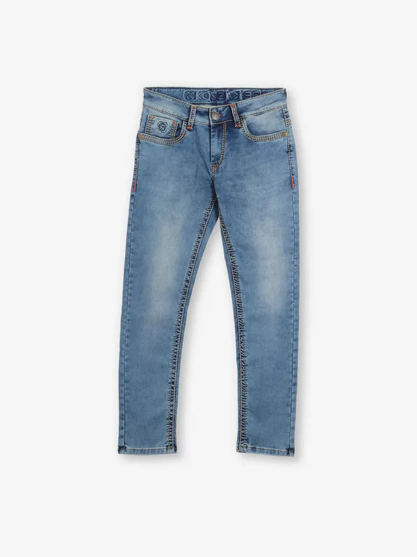 KOZZAK washed blue denim skinny fit jeans