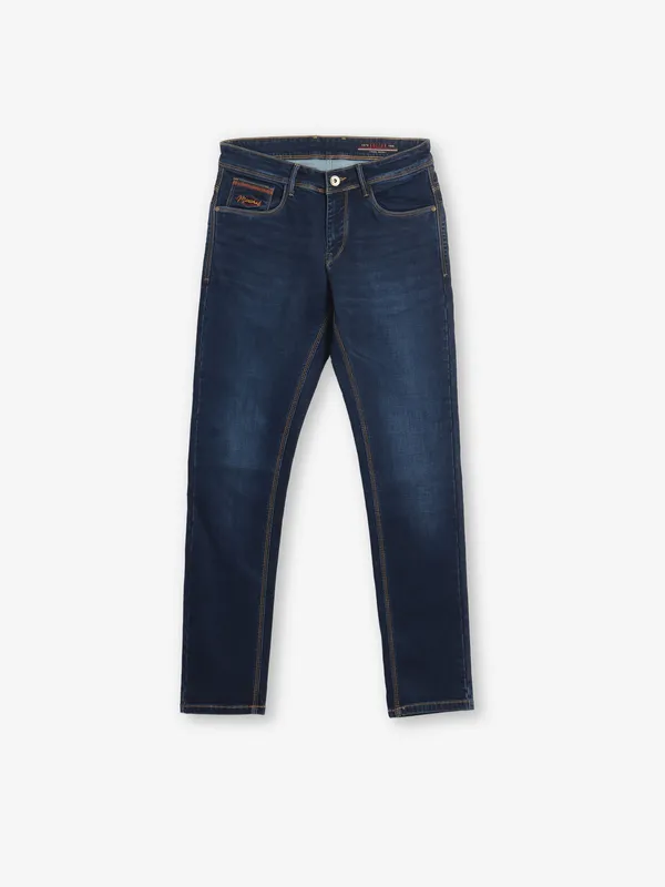 KOZZAK washed dark blue denim skinny fit jeans