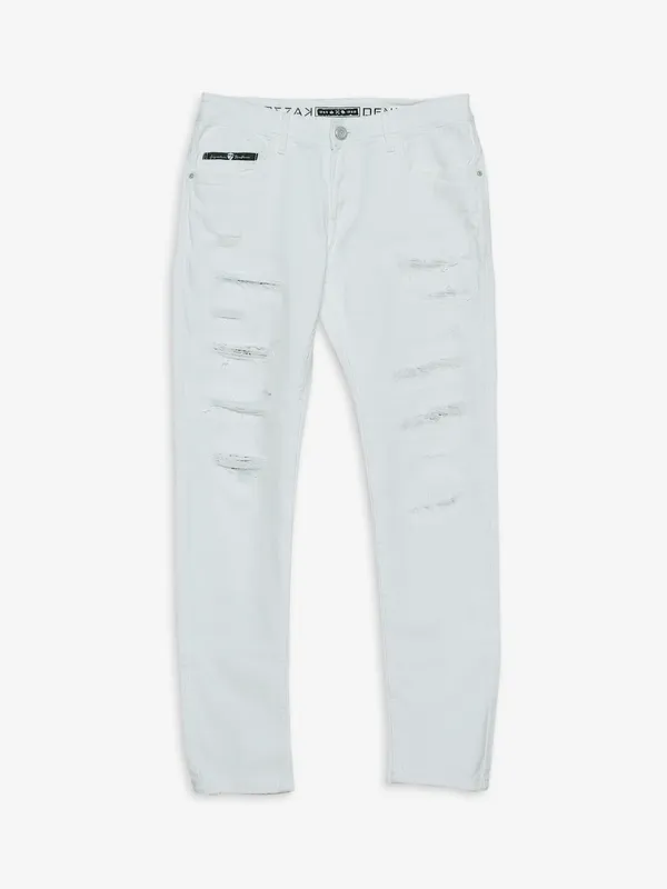 Kozzak white ripped jeans in super skinny fit