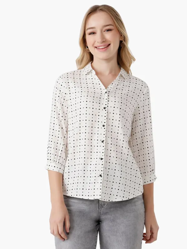 KRAUS printed off white shirt in soft cotton