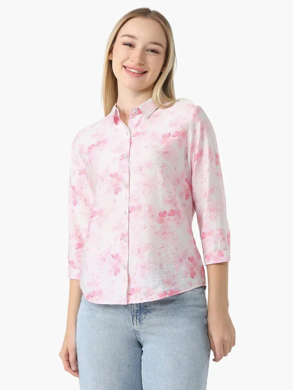 KRAUS printed pink silk shirt for women