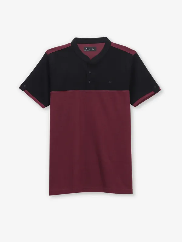 KUCH KUCH black and wine cotton slim fit t-shirt