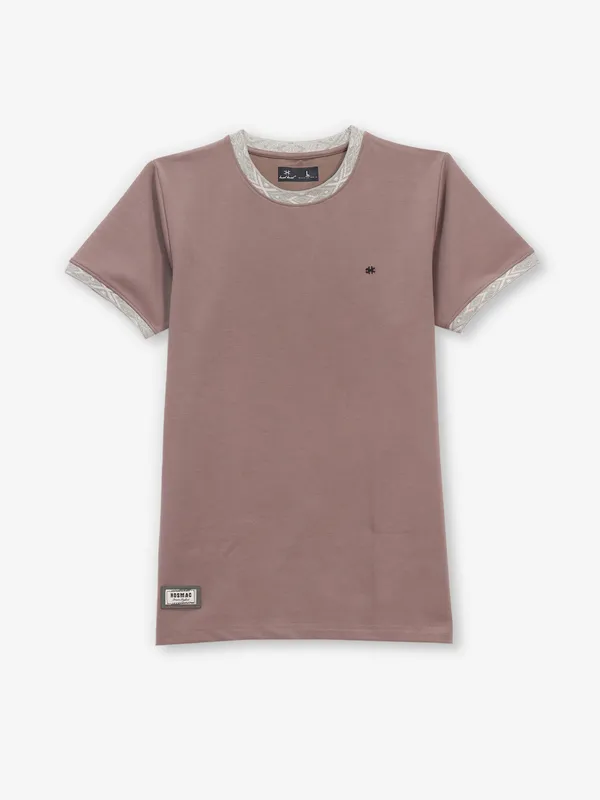 KUCH KUCH brown cotton plain t-shirt