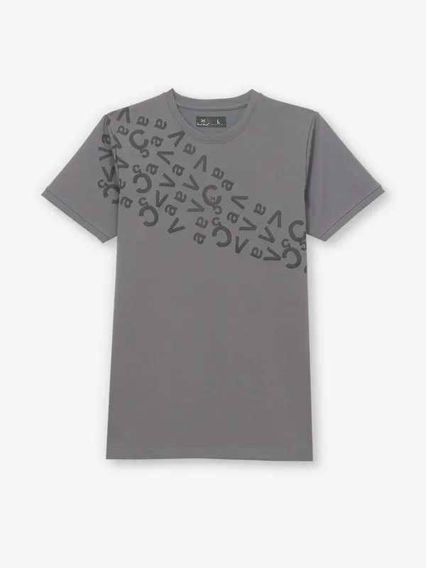 KUCH KUCH grey cotton t-shirt with print for mens